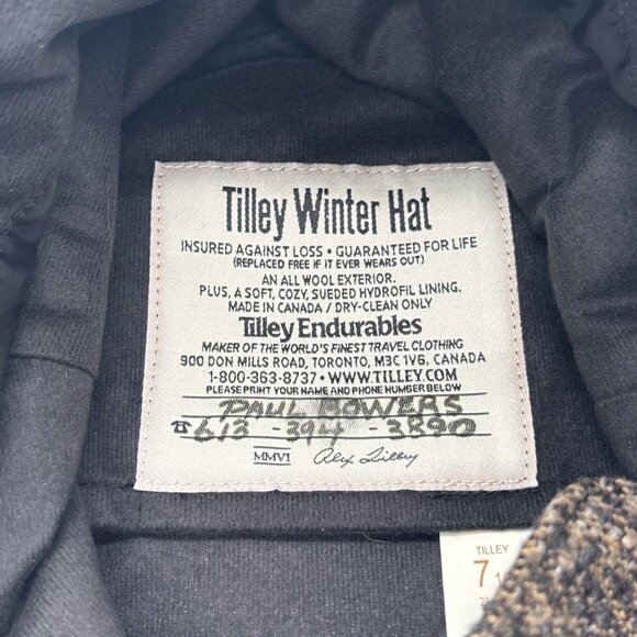 Tilley Winter Hat Tilley Endurables Wool Size 7 1/2 Tweed Brown Ear Flaps - Picture 8 of 8